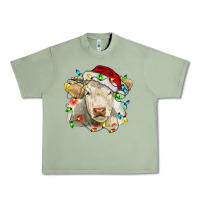 Oil Green charolais cattle cow with christmas lights and hat Urban Heavy Tee - RanaPortraitStore