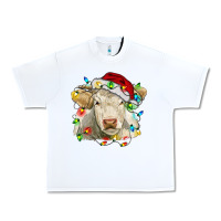 White charolais cattle cow with christmas lights and hat Urban Heavy Tee - RanaPortraitStore