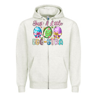 Oatmeal Heather just a little egg stra Zipper Hoodie - Artiststas