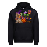 Black Happy Halloween With Yorkshire Terrier Dog Urban Hoodie - LillyAllenDesigns