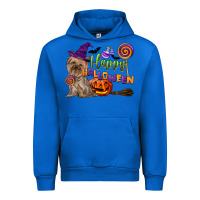 Cobalt Happy Halloween With Yorkshire Terrier Dog Urban Hoodie - LillyAllenDesigns