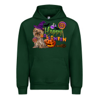 Forest Green Happy Halloween With Yorkshire Terrier Dog Urban Hoodie - LillyAllenDesigns