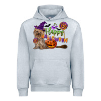 Heather Grey Happy Halloween With Yorkshire Terrier Dog Urban Hoodie - LillyAllenDesigns