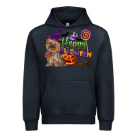 Navy Happy Halloween With Yorkshire Terrier Dog Urban Hoodie - LillyAllenDesigns