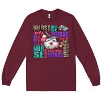 Burgundy nurse nurse nurse with nurse element Long Sleeve Tee - AdoDesignShop