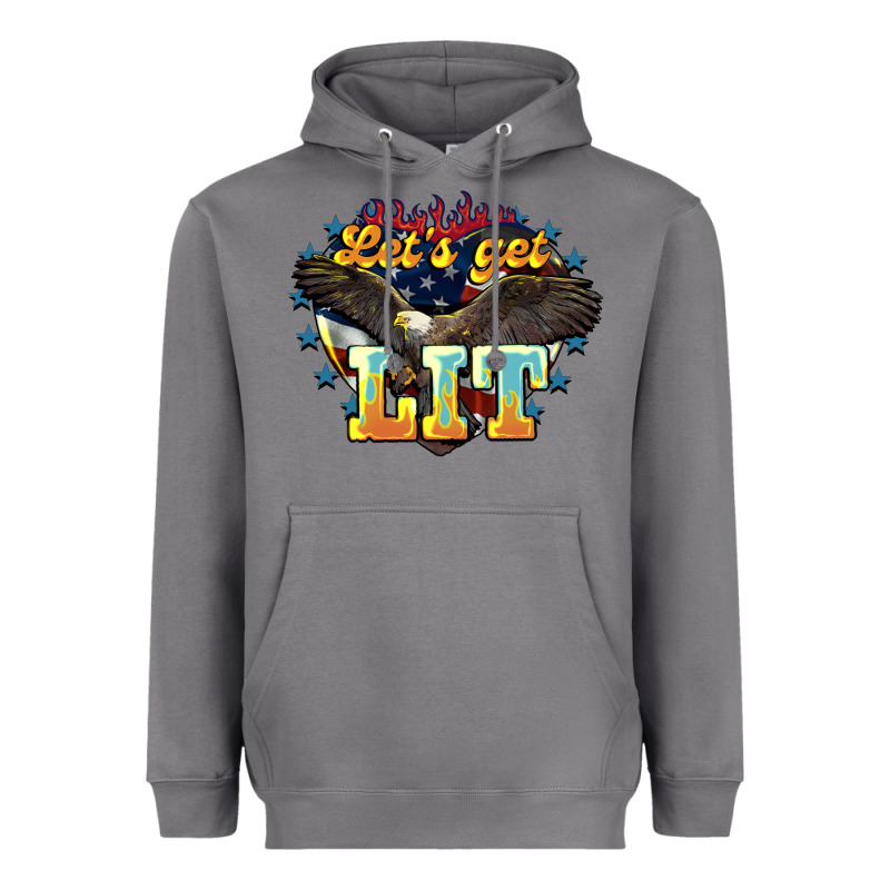 Lets Get Lit America Eagle Heavyweight Hoodie by NancyCooperArtShop | Teevron