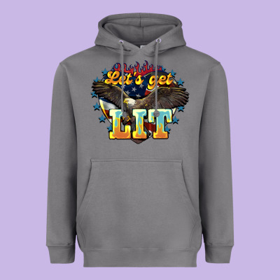 Lets Get Lit America Eagle Heavyweight Hoodie Designed By Nancycooperartshop