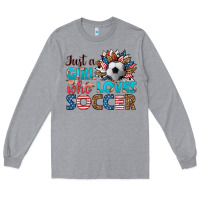 Heather Grey just a girl who loves soccer Long Sleeve Tee - HRA Design Shop