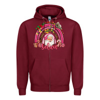 Burgundy pink christmas believe  rainbow Zipper Hoodie - AdoDesignShop