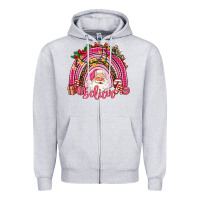 Heather Grey pink christmas believe  rainbow Zipper Hoodie - AdoDesignShop