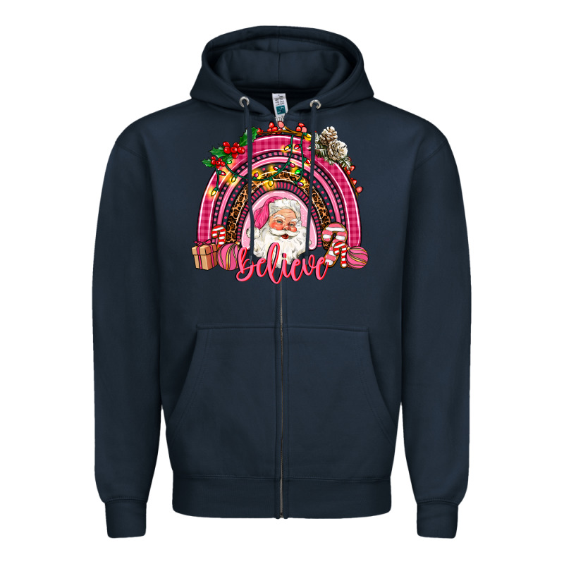 Pink Christmas Believe  Rainbow Zipper Hoodie by AdoDesignShop | Teevron