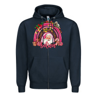 Navy pink christmas believe  rainbow Zipper Hoodie - AdoDesignShop