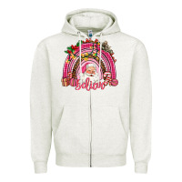 Oatmeal Heather pink christmas believe  rainbow Zipper Hoodie - AdoDesignShop