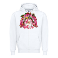 White pink christmas believe  rainbow Zipper Hoodie - AdoDesignShop