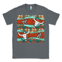 Charcoal Heather western aztec bull skull stars seamless pattern Classic Tee - BundleAndBundleShop