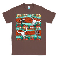 Chestnut western aztec bull skull stars seamless pattern Classic Tee - BundleAndBundleShop