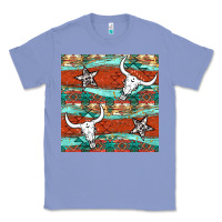 Colony Blue western aztec bull skull stars seamless pattern Classic Tee - BundleAndBundleShop