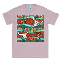 Lilac western aztec bull skull stars seamless pattern Classic Tee - BundleAndBundleShop