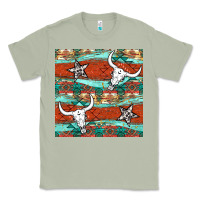 Matcha western aztec bull skull stars seamless pattern Classic Tee - BundleAndBundleShop