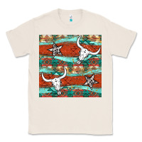 Natural western aztec bull skull stars seamless pattern Classic Tee - BundleAndBundleShop