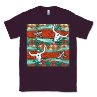 Plum western aztec bull skull stars seamless pattern Classic Tee - BundleAndBundleShop
