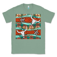 Sage western aztec bull skull stars seamless pattern Classic Tee - BundleAndBundleShop