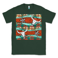 Sports Green western aztec bull skull stars seamless pattern Classic Tee - BundleAndBundleShop