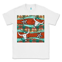 White western aztec bull skull stars seamless pattern Classic Tee - BundleAndBundleShop