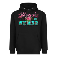 Black western blessed nurse pink floral arrow Heavyweight Hoodie - BarkalooDesign