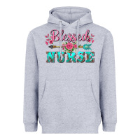 Heather Grey western blessed nurse pink floral arrow Heavyweight Hoodie - BarkalooDesign