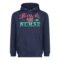 Navy western blessed nurse pink floral arrow Heavyweight Hoodie - BarkalooDesign