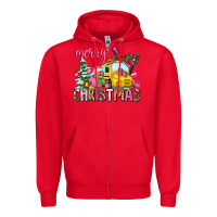 Red merry christmas Zipper Hoodie - AdoDesignShop