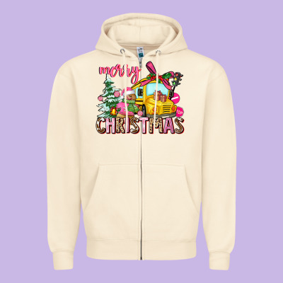 Merry Christmas Zipper Hoodie Designed By Adodesignshop