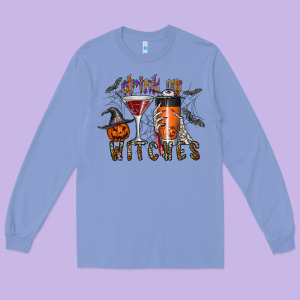 Drink Up Witches Long Sleeve Tee Designed By Cowhidedigitalart