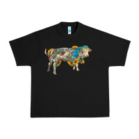 Black charolais bull with sunflowers and gemstone western patterns Urban Heavy Tee - RanaPortraitStore
