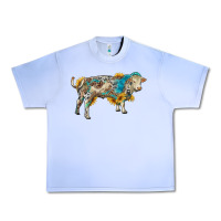 Grape Ice charolais bull with sunflowers and gemstone western patterns Urban Heavy Tee - RanaPortraitStore