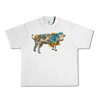 Lunar Rock charolais bull with sunflowers and gemstone western patterns Urban Heavy Tee - RanaPortraitStore