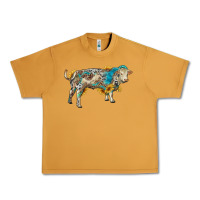 Peanut Butter charolais bull with sunflowers and gemstone western patterns Urban Heavy Tee - RanaPortraitStore
