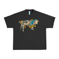 Pigment Black charolais bull with sunflowers and gemstone western patterns Urban Heavy Tee - RanaPortraitStore