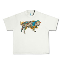 Pistachio charolais bull with sunflowers and gemstone western patterns Urban Heavy Tee - RanaPortraitStore