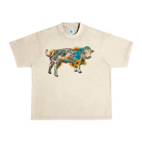 Sandshell charolais bull with sunflowers and gemstone western patterns Urban Heavy Tee - RanaPortraitStore