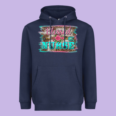 Western Blessed Nurse Pink Floral Arrow  Background Heavyweight Hoodie Designed By Barkaloodesign