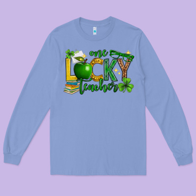 St. Patrick's Day One Lucky Teacher Long Sleeve Tee Designed By Neo Western