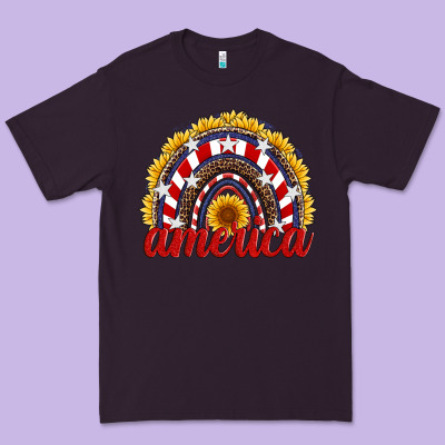 America Sunflower Rainbow Premium Tee Designed By Artiststas
