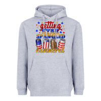 Heather Grey getting star spangled hammered Heavyweight Hoodie - NancyCooperArtShop