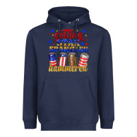 Navy getting star spangled hammered Heavyweight Hoodie - NancyCooperArtShop