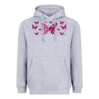 Heather Grey floral breast cancer butterfly Heavyweight Hoodie - Jasminsmagicworld