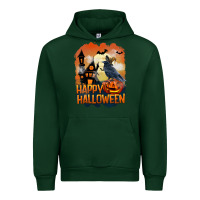 Forest Green Happy Halloween With Crow Urban Hoodie - LillyAllenDesigns