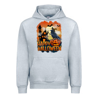 Heather Grey Happy Halloween With Crow Urban Hoodie - LillyAllenDesigns