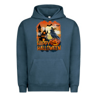 Pigment Midnight Navy Happy Halloween With Crow Urban Hoodie - LillyAllenDesigns